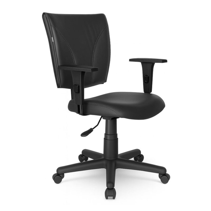 Cadeira B-ONE Giratória com Braços Reguláveis – Corino Preto – 31009 RM MÓVEIS 4