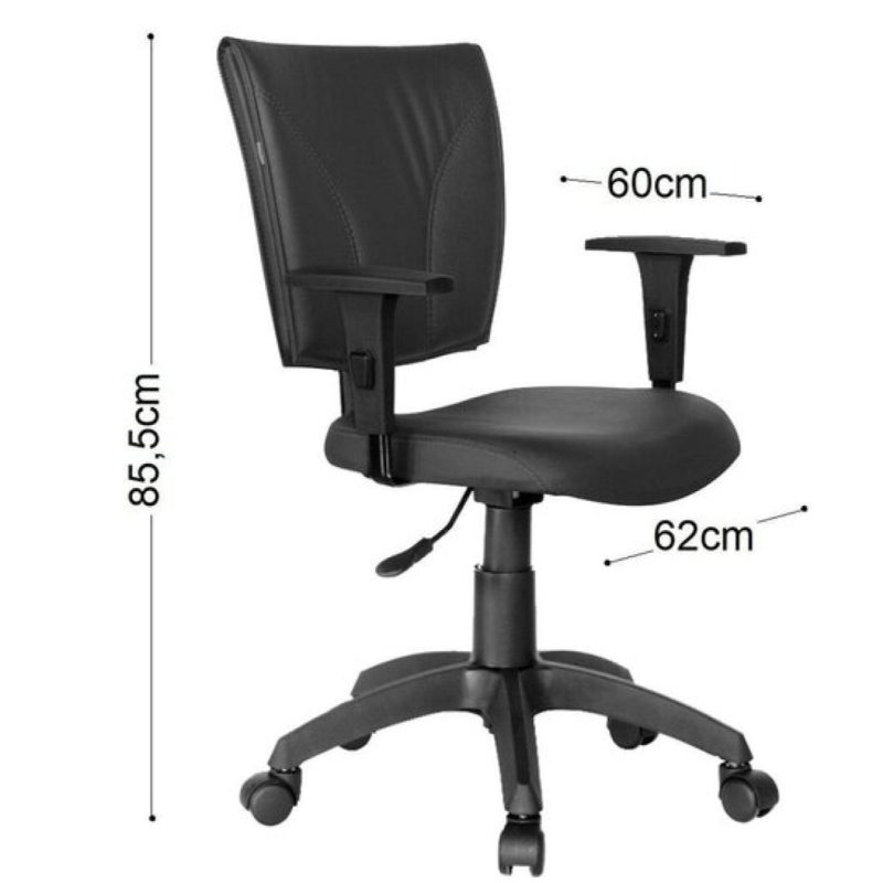 Cadeira B-ONE Giratória com Braços Reguláveis – Corino Preto – 31009 RM MÓVEIS 6