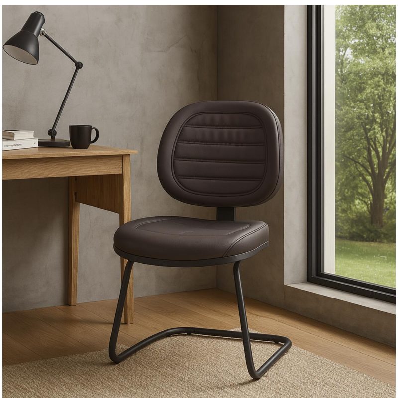 Cadeira Executiva Costurada Base em “S” PRETA – Corino Preto – 31014 RM MÓVEIS 9