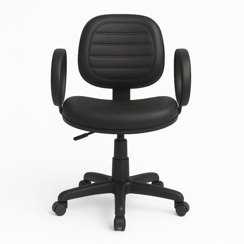 Cadeira Executiva COSTURADA Giratória com Braço Corsa – Corino Preto – 31004 RM MÓVEIS 3