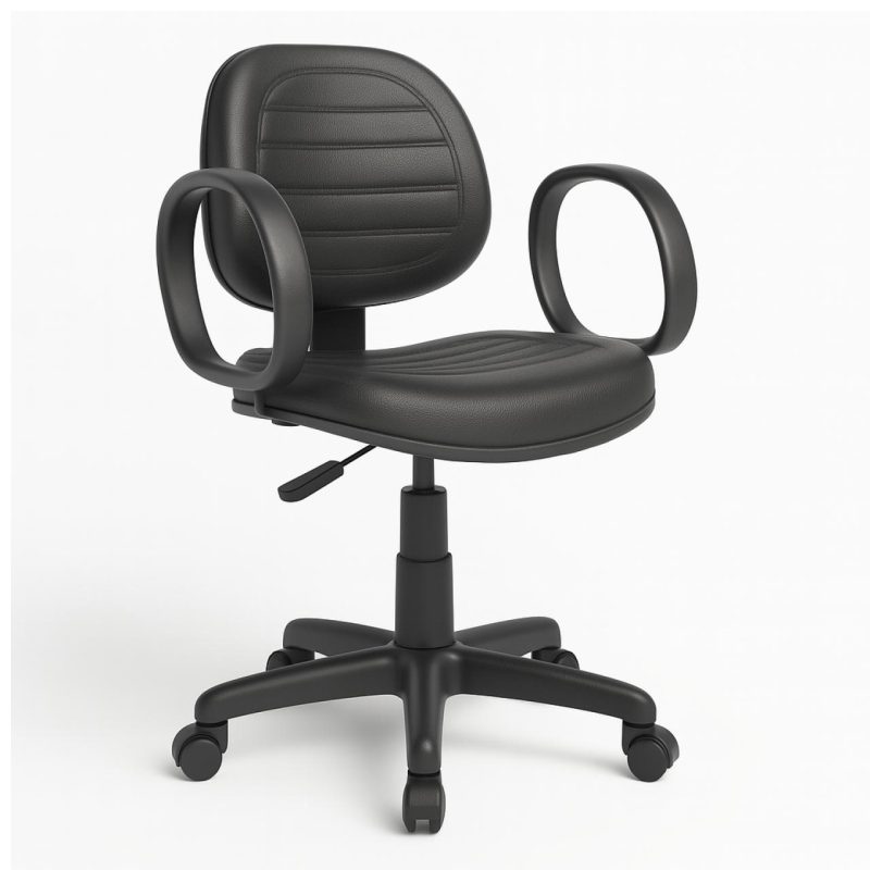 Cadeira Executiva COSTURADA Giratória com Braço Corsa – Corino Preto – 31004 RM MÓVEIS 2