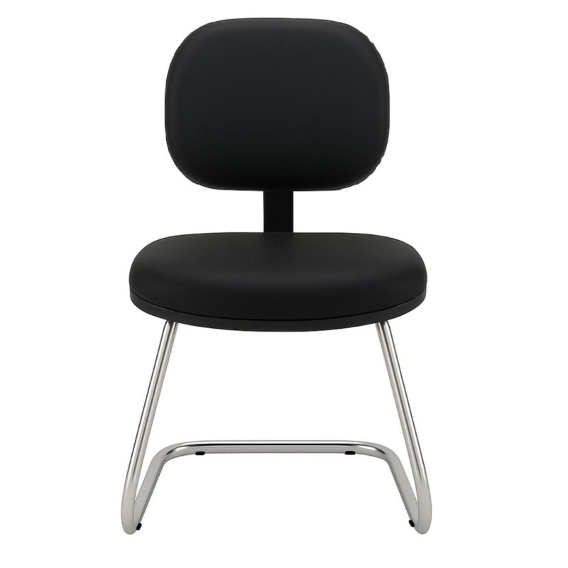 Cadeira Executiva LISA Base em “S” CROMADA – Corino Preto – 31015 RM MÓVEIS 3