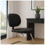 Cadeira Executiva LISA Base em “S” CROMADA – Corino Preto – 31015 RM MÓVEIS 15