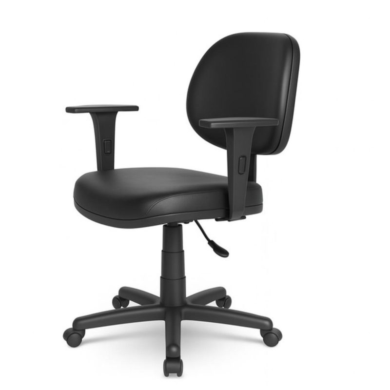 Cadeira Executiva LISA Giratória com Braços Reguláveis – Corino Preto – 31003 RM MÓVEIS 3