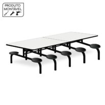 Mesa p/ Refeitório Fixo 10 Lugares MDP BRANCO DE 25 MM 50046 RM MÓVEIS