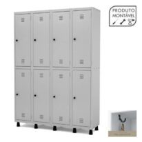 Armário Roupeiro de Aço c/ 08 PORTAS GRANDES – 1,93×1,38×0,40m – CZ/CZ – 10004 RM MÓVEIS