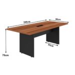 Mesa de Reunião 2,00×0,90m C/ Caixa de Tomada NOGAL SEVILHA/PRETO – 21403 RM MÓVEIS 6