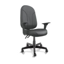 Cadeira Presidente PLUS BACK SYSTEM Baixa Costurada c/ Braços Reguláveis – Corino Preto 32974 RM MÓVEIS