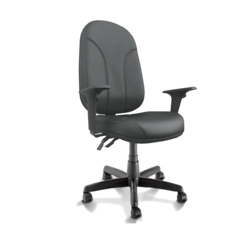 Cadeira Presidente PLUS BACK SYSTEM Baixa Costurada c/ Braços Reguláveis – Corino Preto 32974 RM MÓVEIS 2