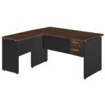 Mesa em “L” (Mesa 1,70m + Mesa Auxiliar) c/ 02 Gavetas – – Marsala / Preto – 23479 RM MÓVEIS 9