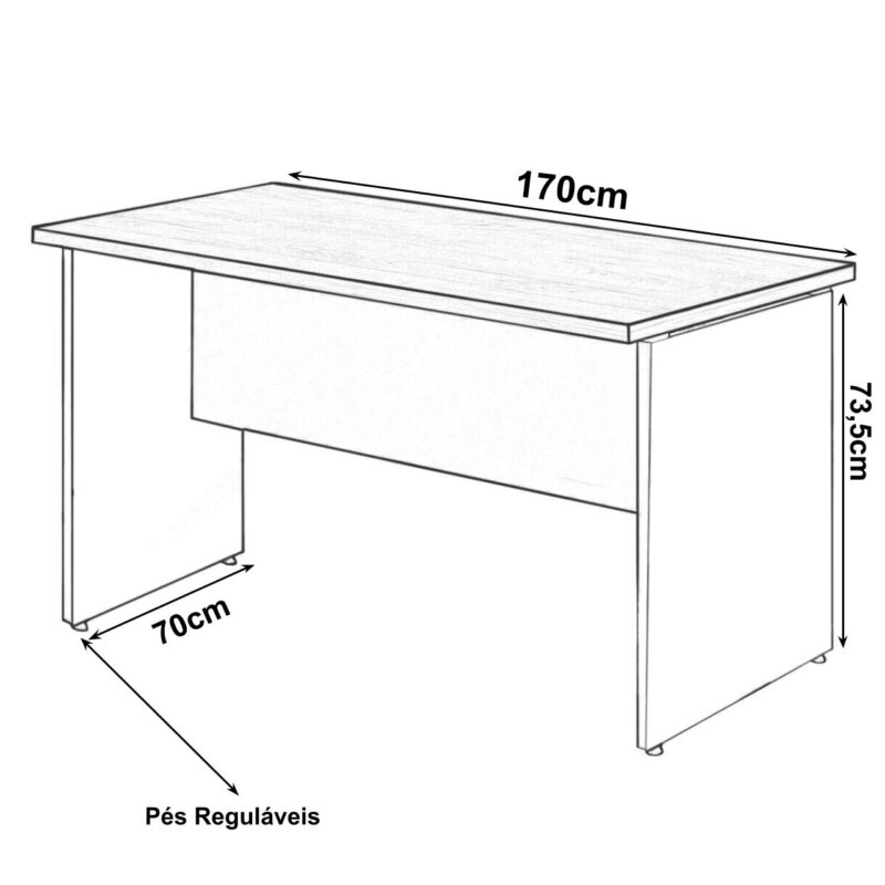 Mesa Escritório 1,70×0,60m – C/ 02 Gavetas MARSALA / PRETO – 23475 RM MÓVEIS 3