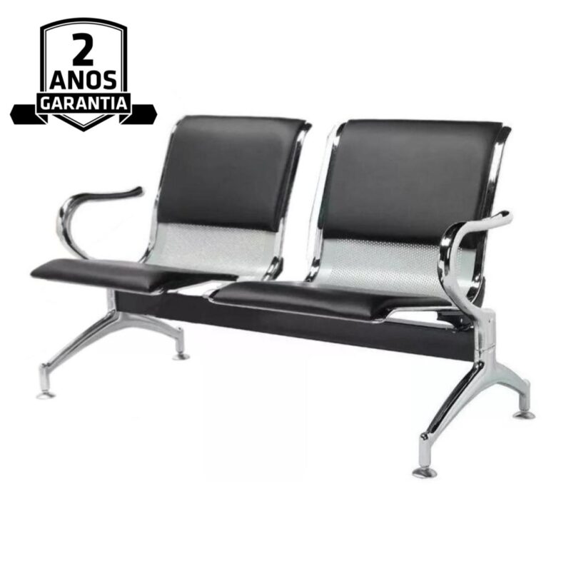 Longarina AEROPORTO ESTOFADA com 02 Lugares – Cor Cromada 33110 RM MÓVEIS 4