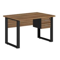 Mesa Escritório PÉ QUADRO – 1,20×0,60m – C/ Gavetas – NOGAL SEVILHA/PRETO – 24471 RM MÓVEIS