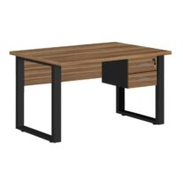 Mesa Escritório PÉ QUADRO 1,70×0,70m – C/ Gavetas – NOGAL SEVILHA/PRETO – 24475 RM MÓVEIS