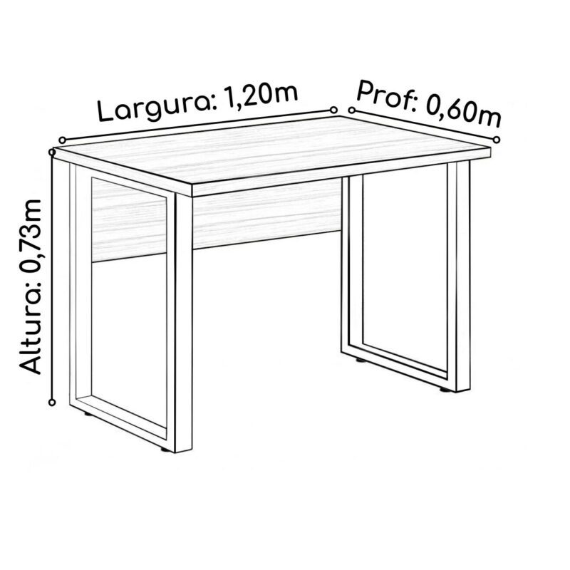 Mesa Escritório PÉ QUADRO – 1,20×0,60m – C/ Gavetas – NOGAL SEVILHA/PRETO – 24471 RM MÓVEIS 5