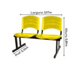 Cadeira Longarina PLÁSTICA 02 Lugares – Cor Amarelo 33030 RM MÓVEIS 7