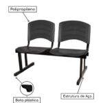 Cadeira Longarina PLÁSTICA 02 Lugares – Cor PRETO 33026 RM MÓVEIS 9