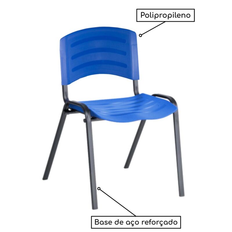 Cadeira Fixa Plástica 04 pés Cor Azul (Polipropileno) 31207 RM MÓVEIS 4
