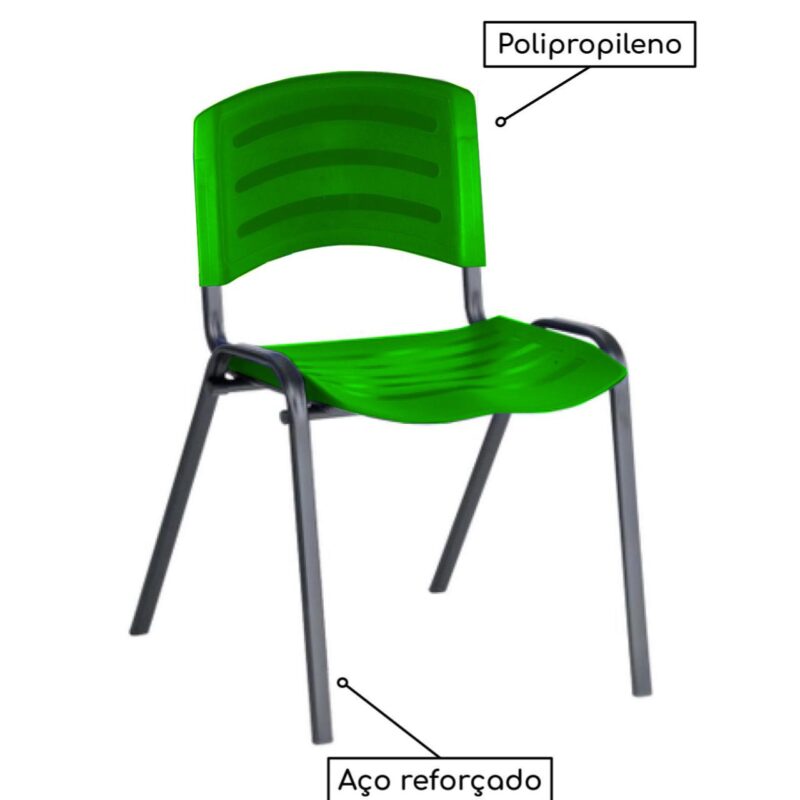 Cadeira Fixa Plástica 04 pés Cor Verde (Polipropileno) 31210 RM MÓVEIS 3