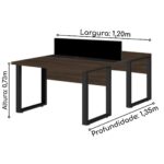 Estação de Trabalho Dupla 1,20×1,35m 02 Lugares c/ Gavetas c/ ponto de tomada PÉ QUADRO MARSALA/PRETO – 64001 RM MÓVEIS 7