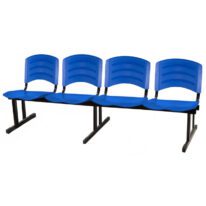 Cadeira Longarina PLASTICA 4 Lugares Cor Azul 33098 RM MÓVEIS