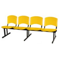 Cadeira Longarina PLASTICA 4 Lugares Cor Amarelo 33097 RM MÓVEIS