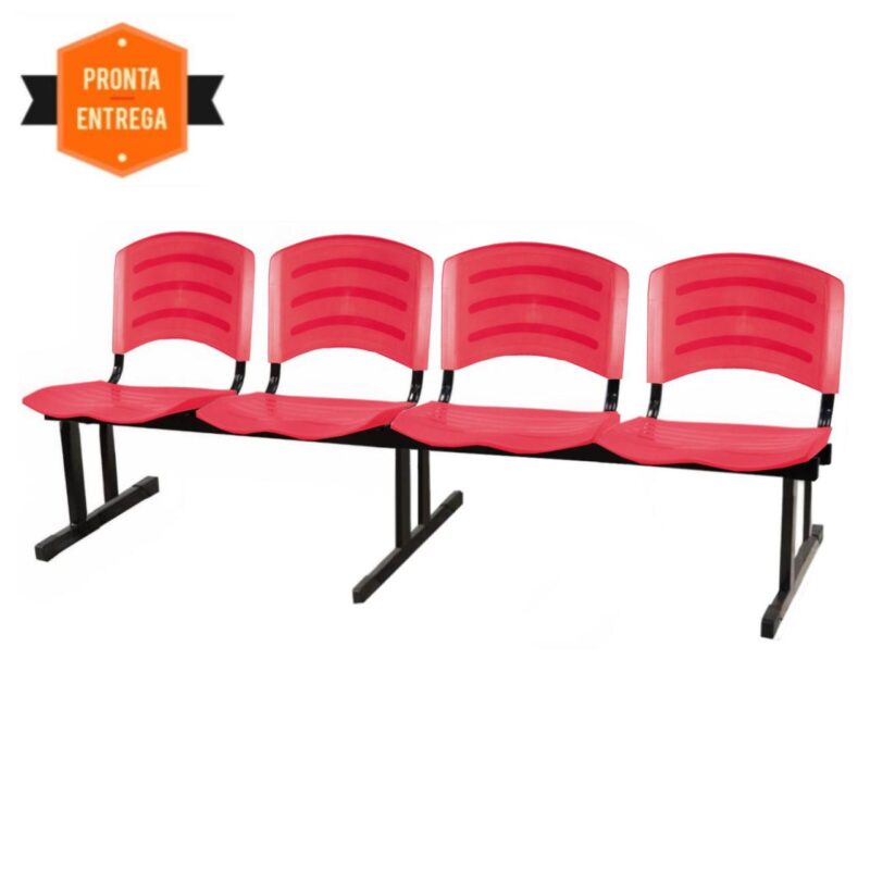 Cadeira Longarina PLASTICA 4 Lugares Cor Vermelho 33096 RM MÓVEIS 3