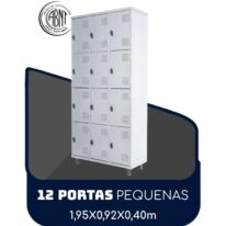 Armário Roupeiro de Aço c/ 12 Portas PEQUENAS – 1,95×0,92×0,40m – SA – CZ/CZ – 14001 RM MÓVEIS