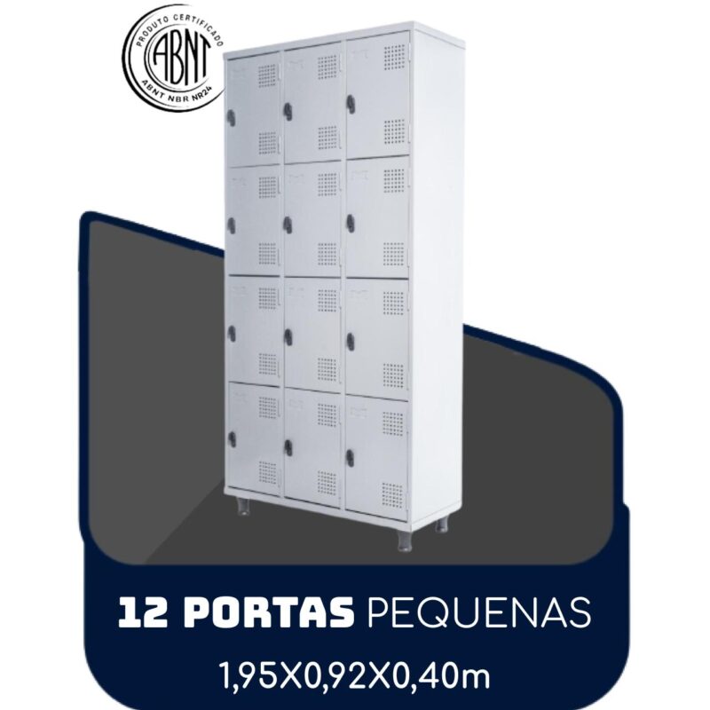 Armário Roupeiro de Aço c/ 12 Portas PEQUENAS – 1,95×0,92×0,40m – SA – CZ/CZ – 14001 RM MÓVEIS 2