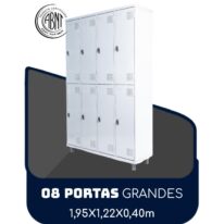 Armário Roupeiro de Aço c/ 08 Portas GRANDES – 1,95×1,22×0,40m – SA – CZ/CZ – 14003 RM MÓVEIS