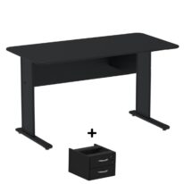 Mesa Escritório 1,50×0,60m c/ Gavetas – Cor Preto – 44093 RM MÓVEIS