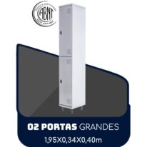 Armário Roupeiro de Aço c/ 02 Portas GRANDES – 1,95×0,34×0,40m – SA – CZ/CZ – 14007 RM MÓVEIS