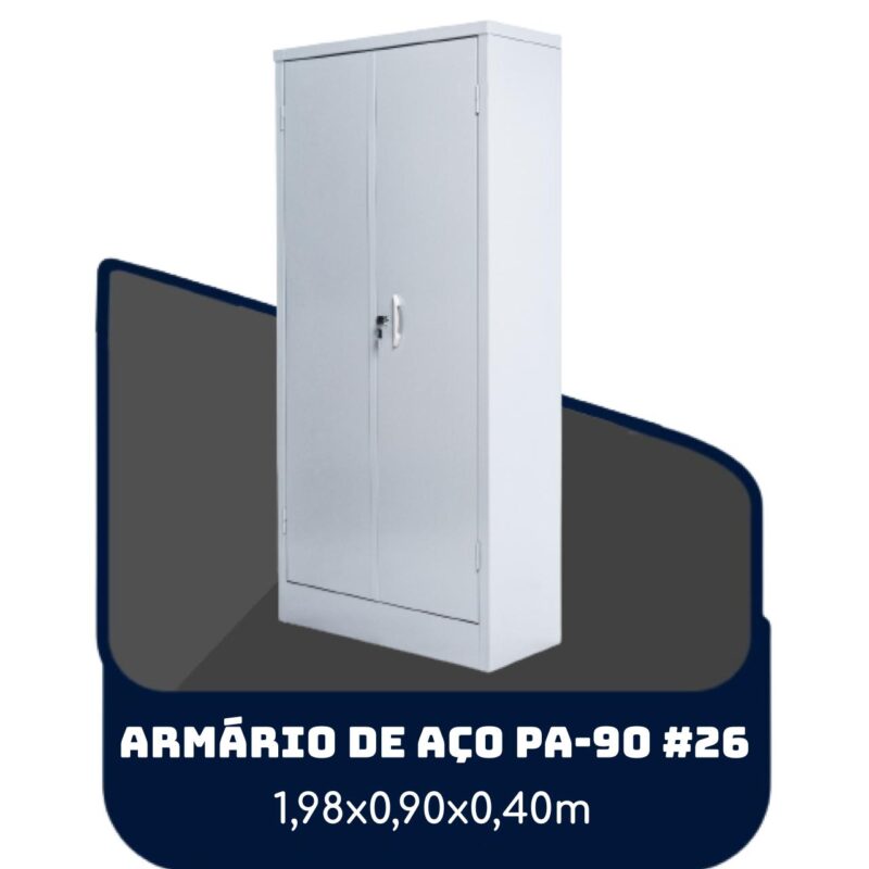 Armário de Aço PA 90 #26 – 1,98×0,90×0,40m – SA – 13120 RM MÓVEIS 2