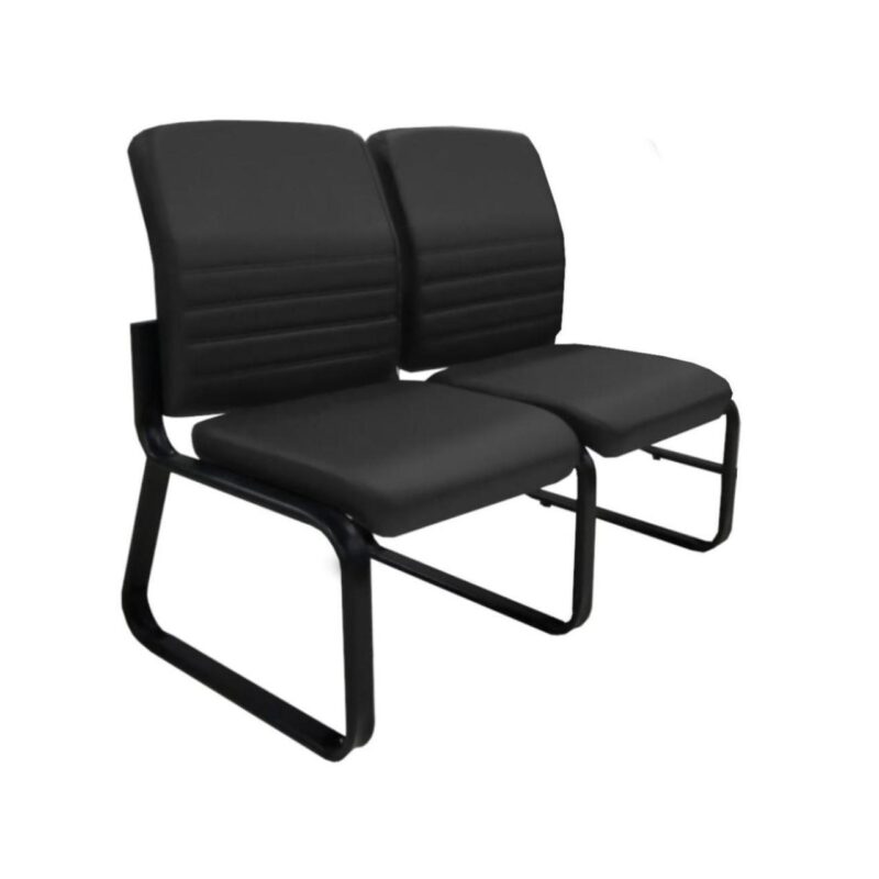 Sofanete para Escritório Estofada com 02 Lugares – LYON – Pés PRETO – 33120 RM MÓVEIS 4