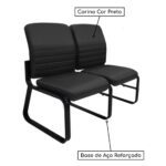 Sofanete para Escritório Estofada com 02 Lugares – LYON – Pés PRETO – 33120 RM MÓVEIS 7
