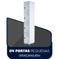 Armário Roupeiro de Aço c/ 04 Portas PEQUENAS 1,95×0,34×0,40m PEQUENAS – SA – CZ/CZ – 14011 RM MÓVEIS