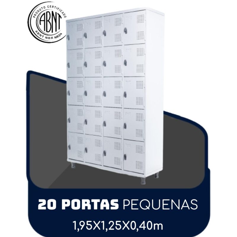 Roupeiro de Aço 20 portas Pequenas – 1,95×1,25×0,40m – CZ/CZ – SA – 14004 RM MÓVEIS 2