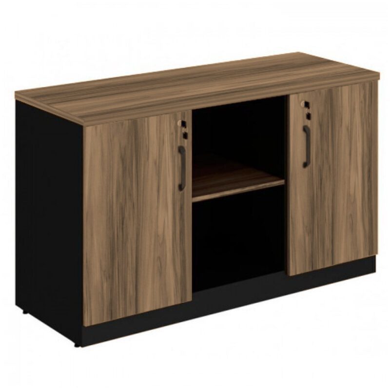 Armário Baixo Credenza – 1,20×0,74X0,45m NOGAL SEVILHA/PRETO – 21412 RM MÓVEIS 2