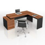 Mesa PEDESTAL com “L” – 1,92×1,60m NOGAL SEVILHA/PRETO – 21406 RM MÓVEIS 12