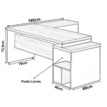 Mesa PEDESTAL com “L” – 1,92×1,60m NOGAL SEVILHA/PRETO – 21406 RM MÓVEIS 10