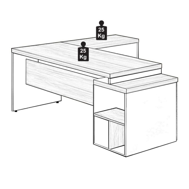 Mesa PEDESTAL com “L” – 1,92×1,60m NOGAL SEVILHA/PRETO – 21406 RM MÓVEIS 4