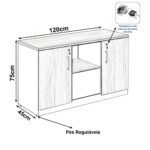 Armário Baixo Credenza – 1,20×0,74X0,45m NOGAL SEVILHA/PRETO – 21412 RM MÓVEIS 8