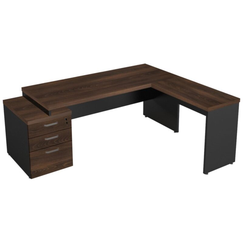 Mesa PEDESTAL com MESA AUXILIAR 1,92×1,60m – Marsala/Preto – 23484 RM MÓVEIS 3