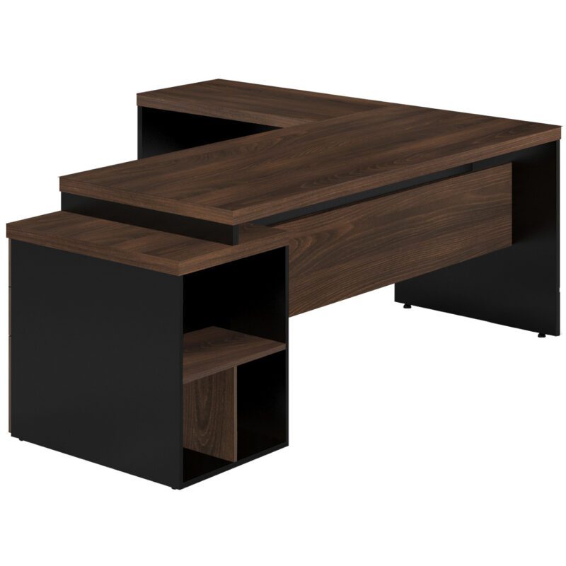 Mesa PEDESTAL com MESA AUXILIAR 1,92×1,60m – Marsala/Preto – 23484 RM MÓVEIS 2