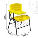 Cadeira Universitária Plástica com Prancheta PLÁSTICA – COR AMARELO 34025 RM MÓVEIS 10
