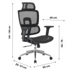 Cadeira de Escritório Presidente Tela ÉVORA – Cor Preto – 30065 RM MÓVEIS 12