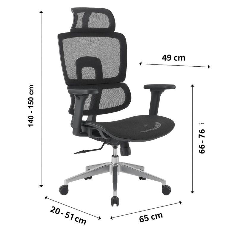 Cadeira de Escritório Presidente Tela ÉVORA – Cor Preto – 30065 RM MÓVEIS 5