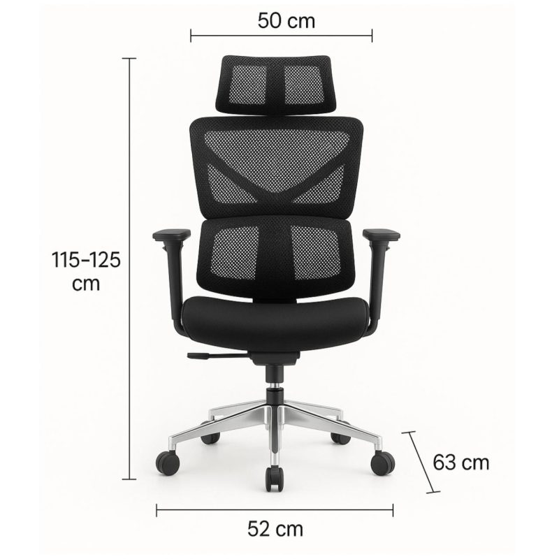 Cadeira de Escritório Presidente Tela TITAN – Cor Preto – 30067 RM MÓVEIS 8