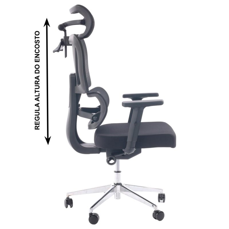 Cadeira de Escritório Presidente Tela ÉDON – Cor Preto – 30066 RM MÓVEIS 5