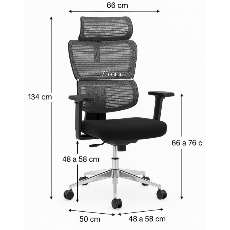 Cadeira de Escritório Presidente Tela ÉDON – Cor Preto – 30066 RM MÓVEIS 6